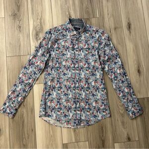 Zara Man Long Sleeve Button Down Shirt Size M Floral Slim Fit  EUC Monkey Fauna